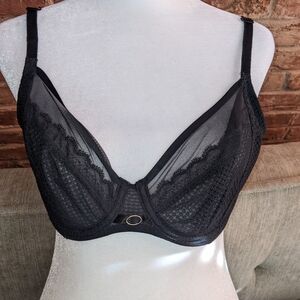 Chantelle black lace bra unlined wire 32DD